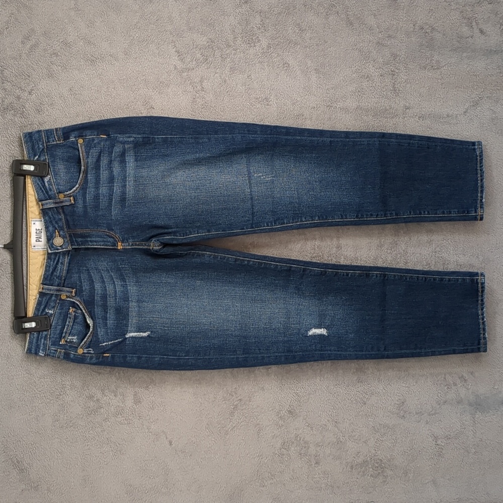 PAIGE Demin Jeans Jimmy Jimmy Low Rise Straight Cropped 90's Distressed Size 25